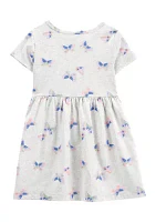 Toddler Girls Short Sleeve Butterfly Print Dress