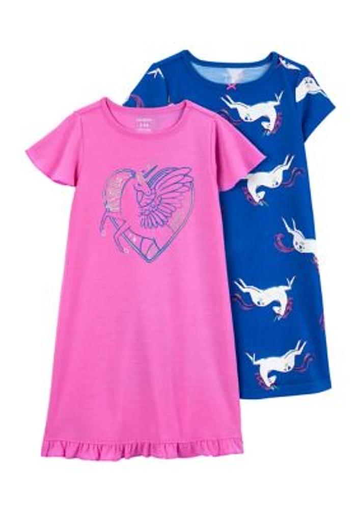 Toddler Girls Unicorn Printed Nightgowns