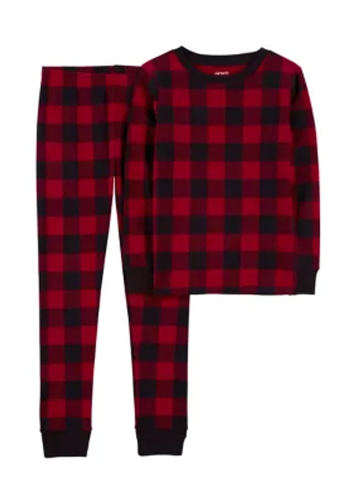 Boys 4-10 Buffalo Plaid Printed Pajama Set