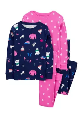 Girls 4-6x Winter Access Thermal 4 Piece Pajama Set