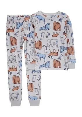 Boy 8-20 2 Piece Winter Animal Printed Pajama Set