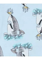 Boys 5-10 Shark Printed 4 Piece Pajama Set