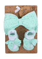 Baby Girls Green Floral Bow and Socks Set