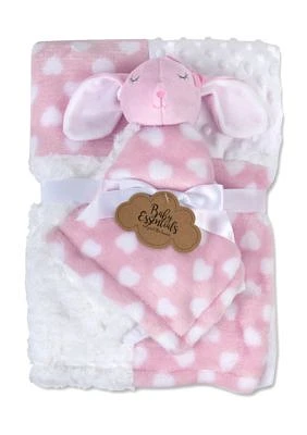 Baby Girls Pink Heart Blanket with Bunny Set 