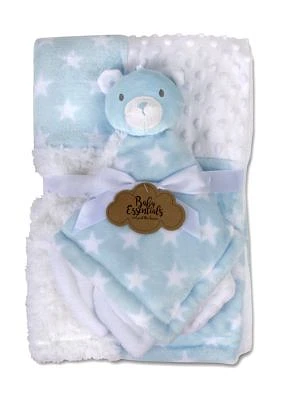 Baby Boys Blue Star Blanket with Bear