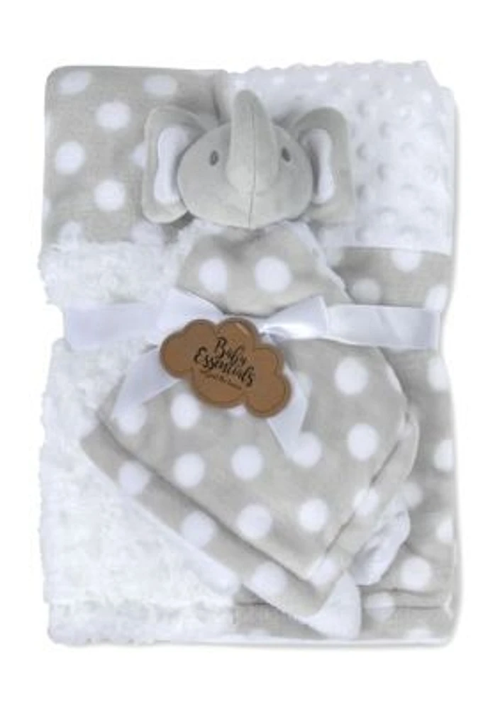 Baby Polka Dot Blanket with Elephant 