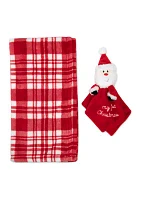 Baby Plaid Printed Receiving Blanket with Matching Security Blanket