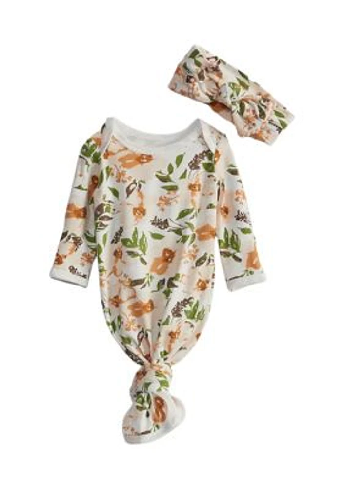 Baby Girls Leafy Floral Swaddle Set