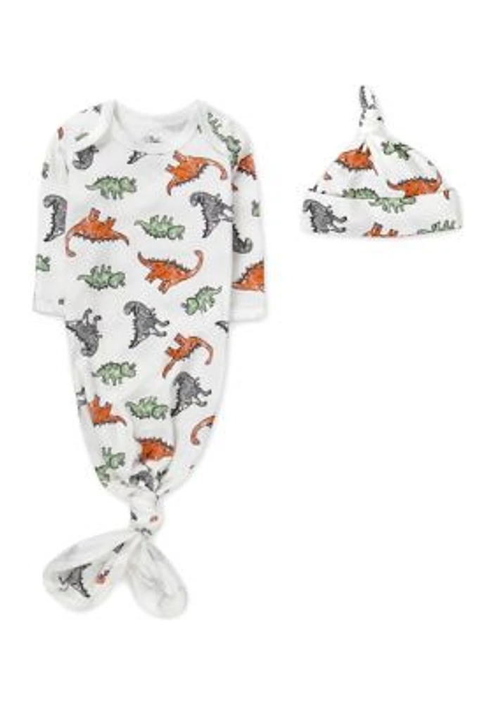 Baby Boys Dino Printed Sleep Bodysuit with Cap