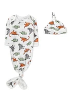 Baby Boys Dino Printed Sleep Bodysuit with Cap