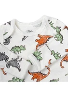 Baby Boys Dino Printed Sleep Bodysuit with Cap