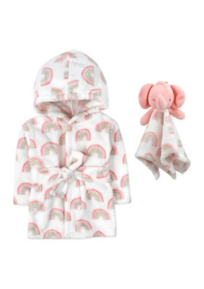 Baby Girls Rainbow Printed Robe with Blanket