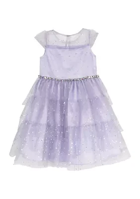 Toddler Girls Metallic Foil Dot Mesh Dress