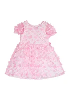 Toddler Girls Butterfly Appliqué Mesh Soutache Dress