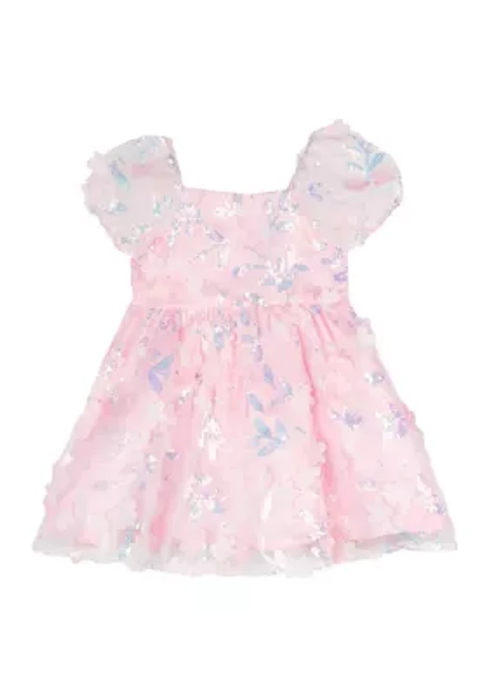 Toddler Girls Floral Sequin Dress