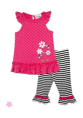 Toddler Girls Polka Dot Top with Striped Leggings