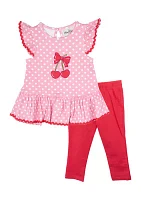 Toddler Girls Cherry Interlock Set