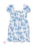 Toddler Girls Flower Print Cotton Dress