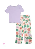 Toddler Girls Peace T-Shirt and Printed Twill Pants Set