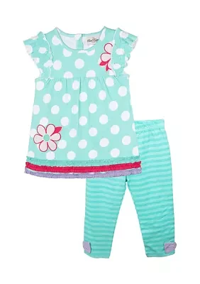 Toddler Girls Dot Print Interlock Set