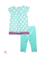 Toddler Girls Dot Print Interlock Set