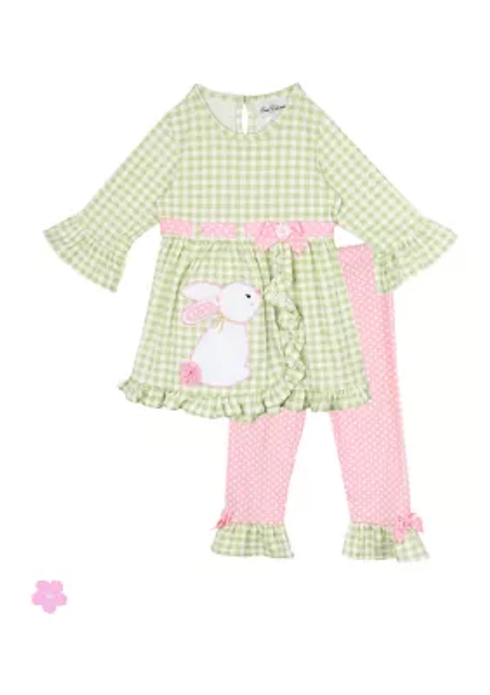 Toddler Girls Check Printed Knit Set