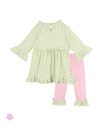 Toddler Girls Check Printed Knit Set