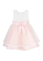 Toddler Girls Basket Weave Bow Dress