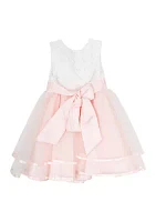 Toddler Girls Basket Weave Bow Dress