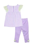 Toddler Girls Ruffle Top and Printed Pants Set