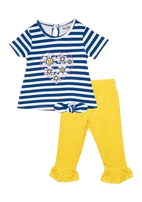 Toddler Girls Striped Jersey Top and Solid Pants Set