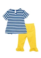 Toddler Girls Striped Jersey Top and Solid Pants Set