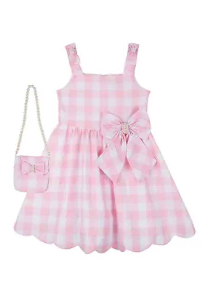 Toddler Girls Gingham Dress Set