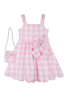 Toddler Girls Gingham Dress Set