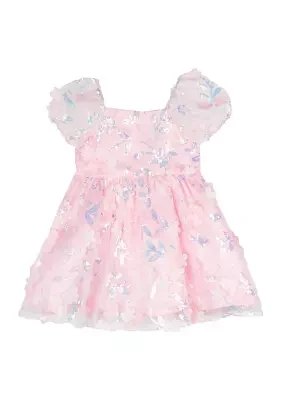 Baby Girls 3D Flower Sequin Dress