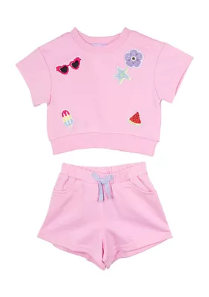 Baby Girls French Terry Appliqué Top and Shorts Set