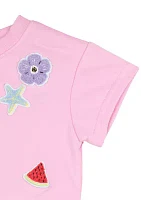 Baby Girls French Terry Appliqué Top and Shorts Set