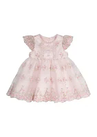 Baby Girls Embroidered Floral Mesh Dress