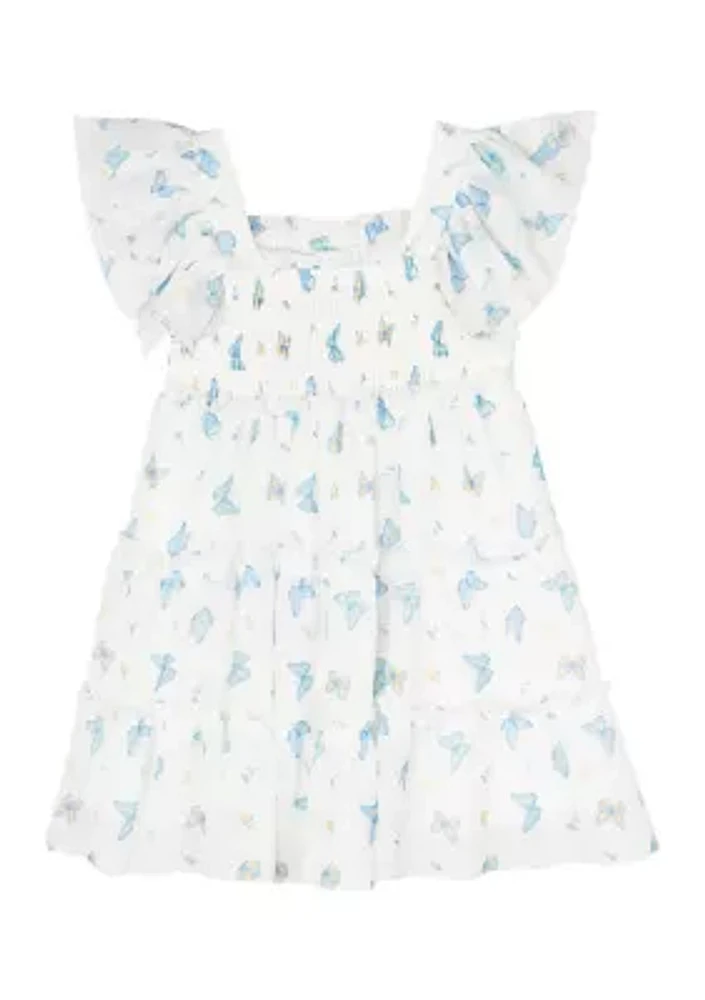 Baby Girls Butterfly Printed Mesh Dress