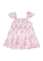 Baby Girls Smocked Printed Knit Cotton Dress