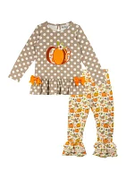 Toddler Girls Pumpkin Printed Set