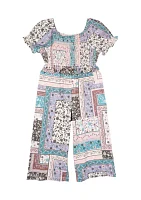 Toddler Girls Patchwork Printed Jumpsuit