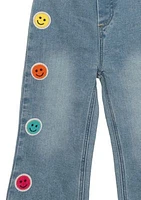 Toddler Girls Smiley Face Top and Denim Jeans Set