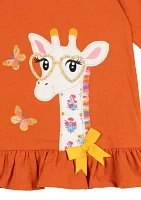 Toddler Girls Giraffe Appliqué Top and Ruffled Leggings Set