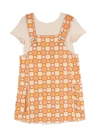 Toddler Girls Twill Smiley Face Printed Jumper Dress Set