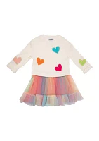 Toddler Girls Sweater Knit Tulle Dress