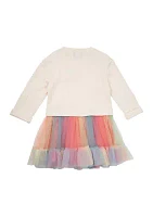 Toddler Girls Sweater Knit Tulle Dress