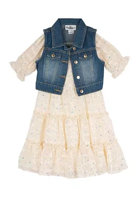 Toddler Girls Denim Vest and Dress Set