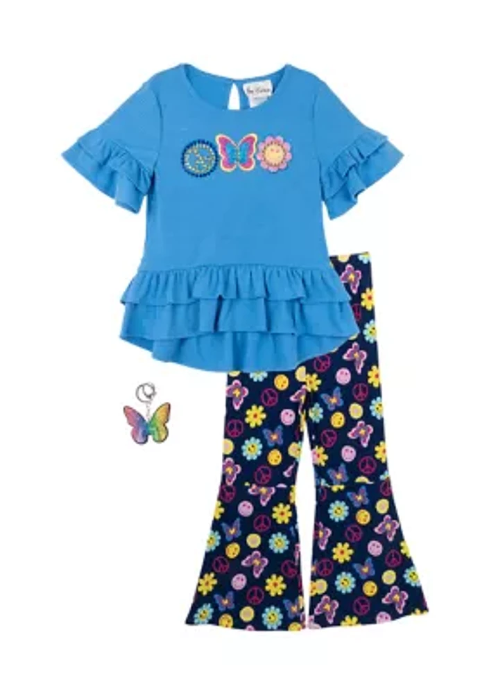 Toddler Girls Peace Appliqué Top and Printed Leggings Set