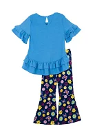 Toddler Girls Peace Appliqué Top and Printed Leggings Set